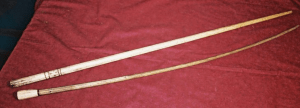 Whalebone canes. The lower cane belonged to Jacob Fowler (From the collections of the Tantaquidgeon Indian Museum, Uncasville, CT)